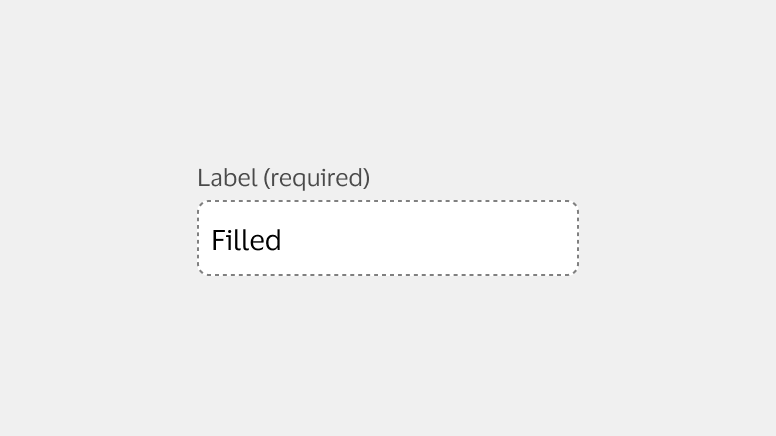 Read-only example is input field has black text and label but a dotted border instead of a solid line.